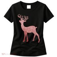 Cute Pink Reindeer Winter Holiday Gift Women's T-Shirt thumb 0