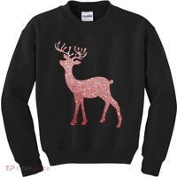 Cute Pink Reindeer Winter Holiday Gift Kids Sweatshirt thumb 0