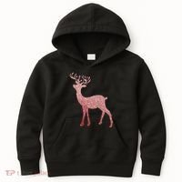 Cute Pink Reindeer Winter Holiday Gift Kids Hoodie thumb 0