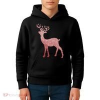Cute Pink Reindeer Winter Holiday Gift Kids Hoodie thumb 4
