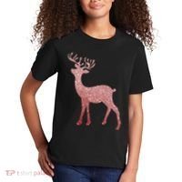 Cute Pink Reindeer Winter Holiday Gift Kids T-Shirt thumb 2
