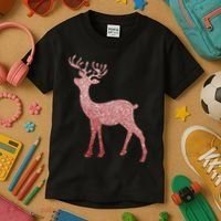 Cute Pink Reindeer Winter Holiday Gift Kids T-Shirt thumb 3
