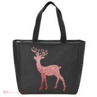 Cute Pink Reindeer Winter Holiday Gift Tote Bag thumb 0