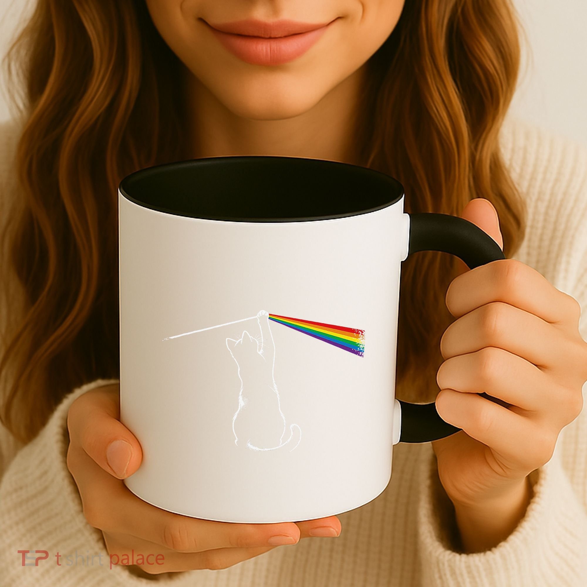 Cat Prism Rainbow Light Funny Physics Science Spectral Cat Coffee Mug