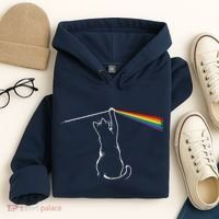 Cat Prism Rainbow Light Funny Physics Science Spectral Cat Hoodie thumb 4