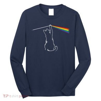 Cat Prism Rainbow Light Funny Physics Science Spectral Cat Long Sleeve Shirt
