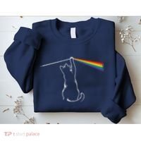 Cat Prism Rainbow Light Funny Physics Science Spectral Cat Sweatshirt thumb 2