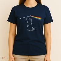Cat Prism Rainbow Light Funny Physics Science Spectral Cat T-Shirt thumb 4