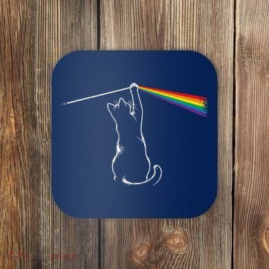 Cat Prism Rainbow Light Funny Physics Science Spectral Cat Coaster