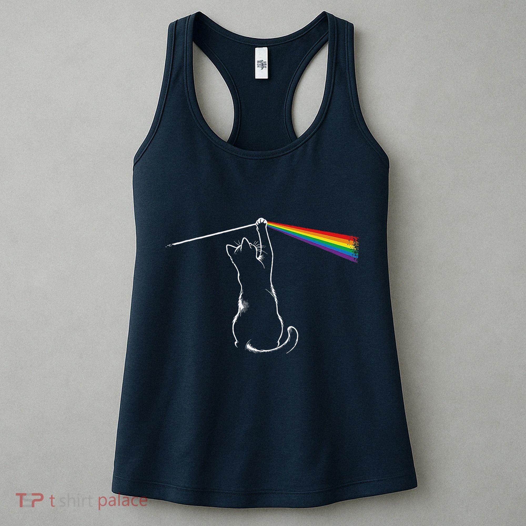 Cat Prism Rainbow Light Funny Physics Science Spectral Cat Women's Tank Top