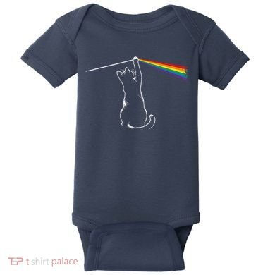 Cat Prism Rainbow Light Funny Physics Science Spectral Cat Baby Bodysuit