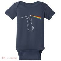 Cat Prism Rainbow Light Funny Physics Science Spectral Cat Baby Bodysuit thumb 0