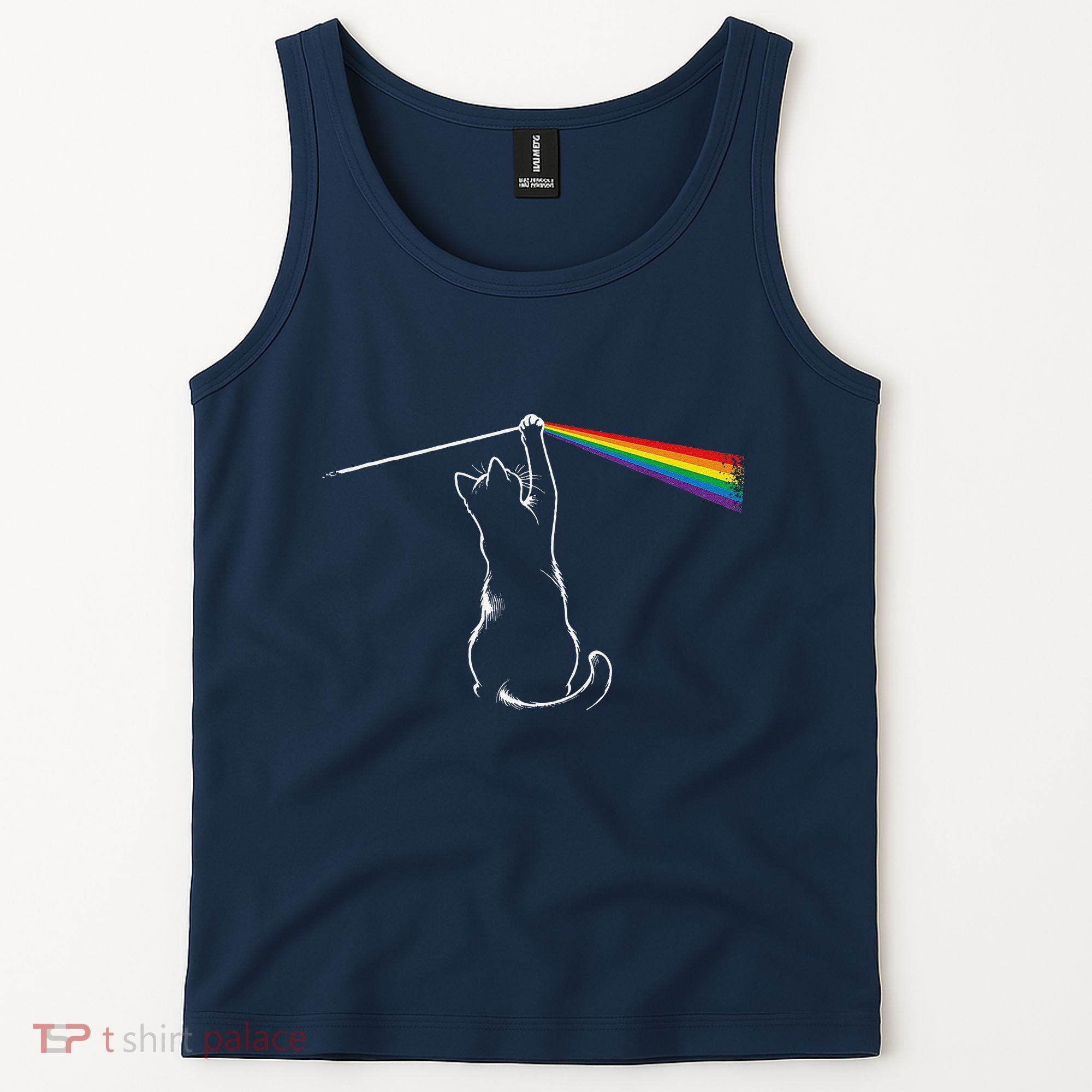 Cat Prism Rainbow Light Funny Physics Science Spectral Cat Tank Top