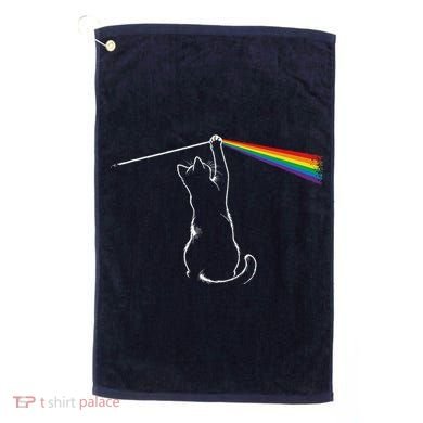Cat Prism Rainbow Light Funny Physics Science Spectral Cat Golf Towel