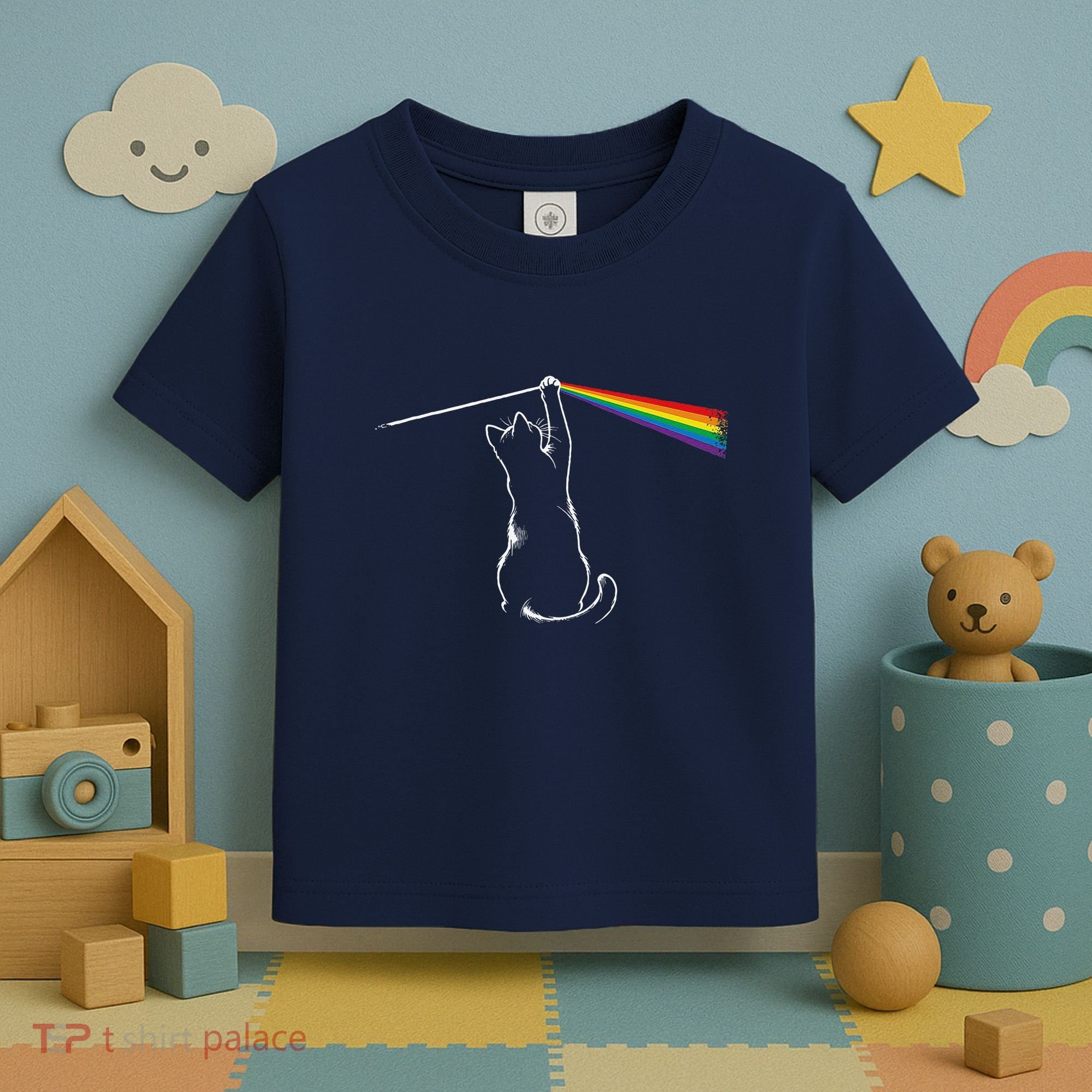 Cat Prism Rainbow Light Funny Physics Science Spectral Cat Toddler T-Shirt