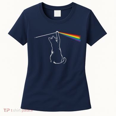 Cat Prism Rainbow Light Funny Physics Science Spectral Cat Women's T-Shirt