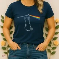 Cat Prism Rainbow Light Funny Physics Science Spectral Cat Women's T-Shirt thumb 2