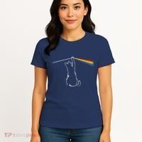 Cat Prism Rainbow Light Funny Physics Science Spectral Cat Women's T-Shirt thumb 4