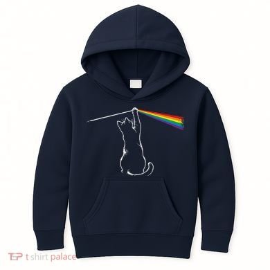 Cat Prism Rainbow Light Funny Physics Science Spectral Cat Kids Hoodie
