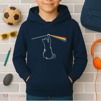 Cat Prism Rainbow Light Funny Physics Science Spectral Cat Kids Hoodie thumb 2
