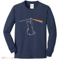 Cat Prism Rainbow Light Funny Physics Science Spectral Cat Kids Long Sleeve Shirt thumb 0
