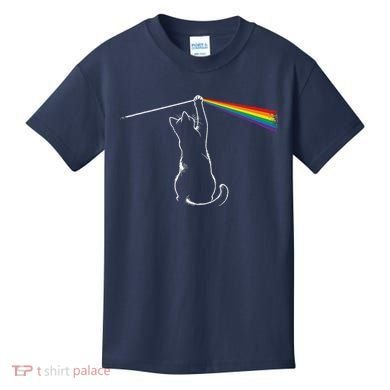 Cat Prism Rainbow Light Funny Physics Science Spectral Cat Kids T-Shirt