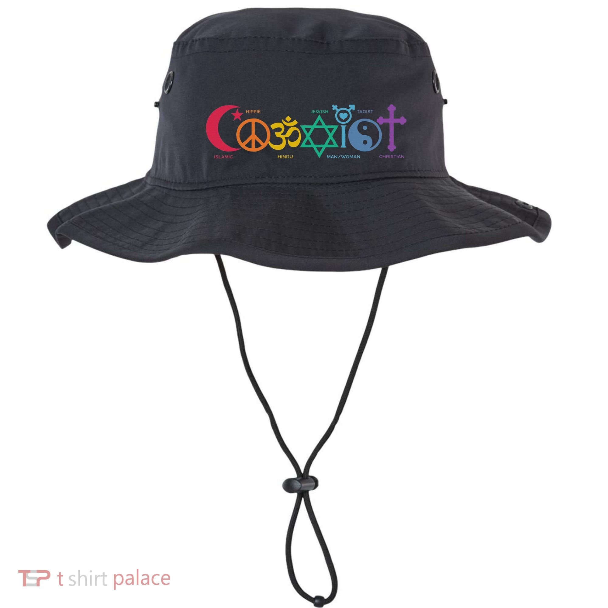 Coexist Peace Religion Equality Rights Humanity Spirituality Bucket Hat