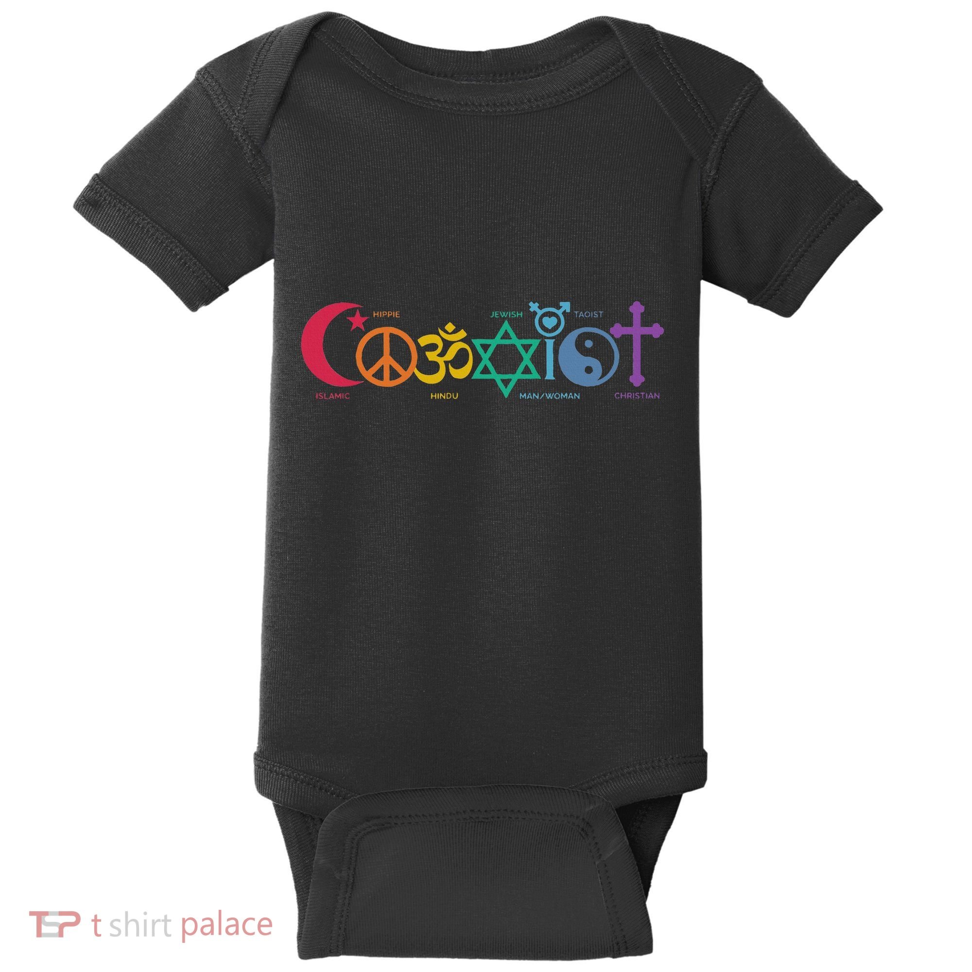 Coexist Peace Religion Equality Rights Humanity Spirituality Baby Bodysuit