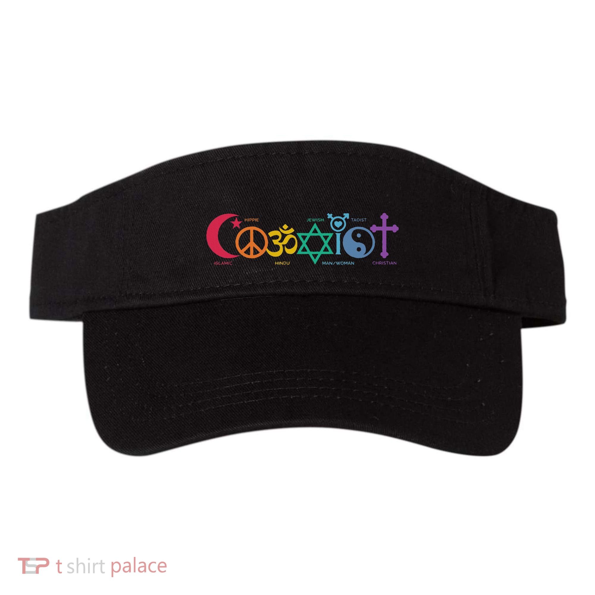 Coexist Peace Religion Equality Rights Humanity Spirituality Visor