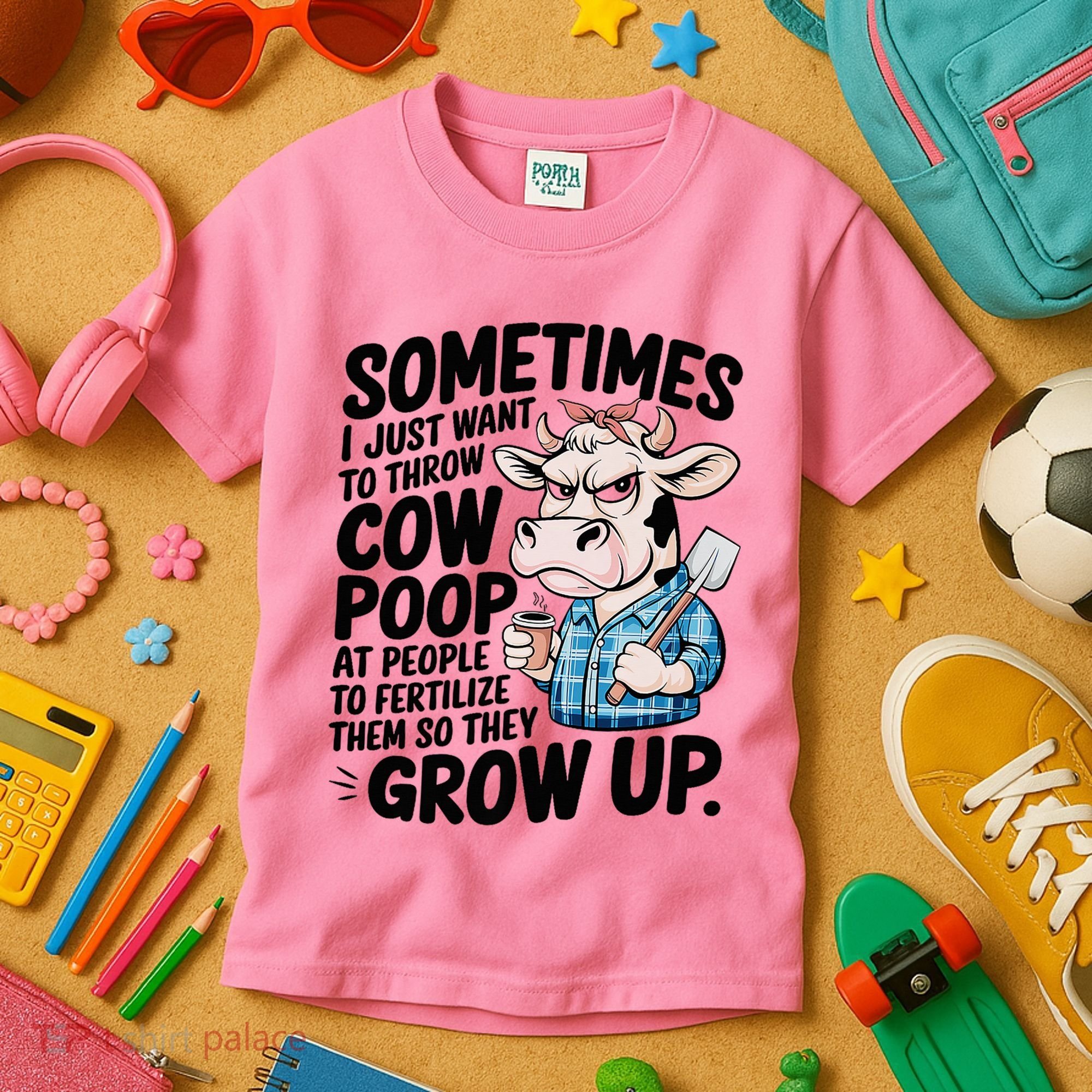 Cow Poop Saying Sarcastic Farm Animal Sassy Farmer Kids T-Shirt