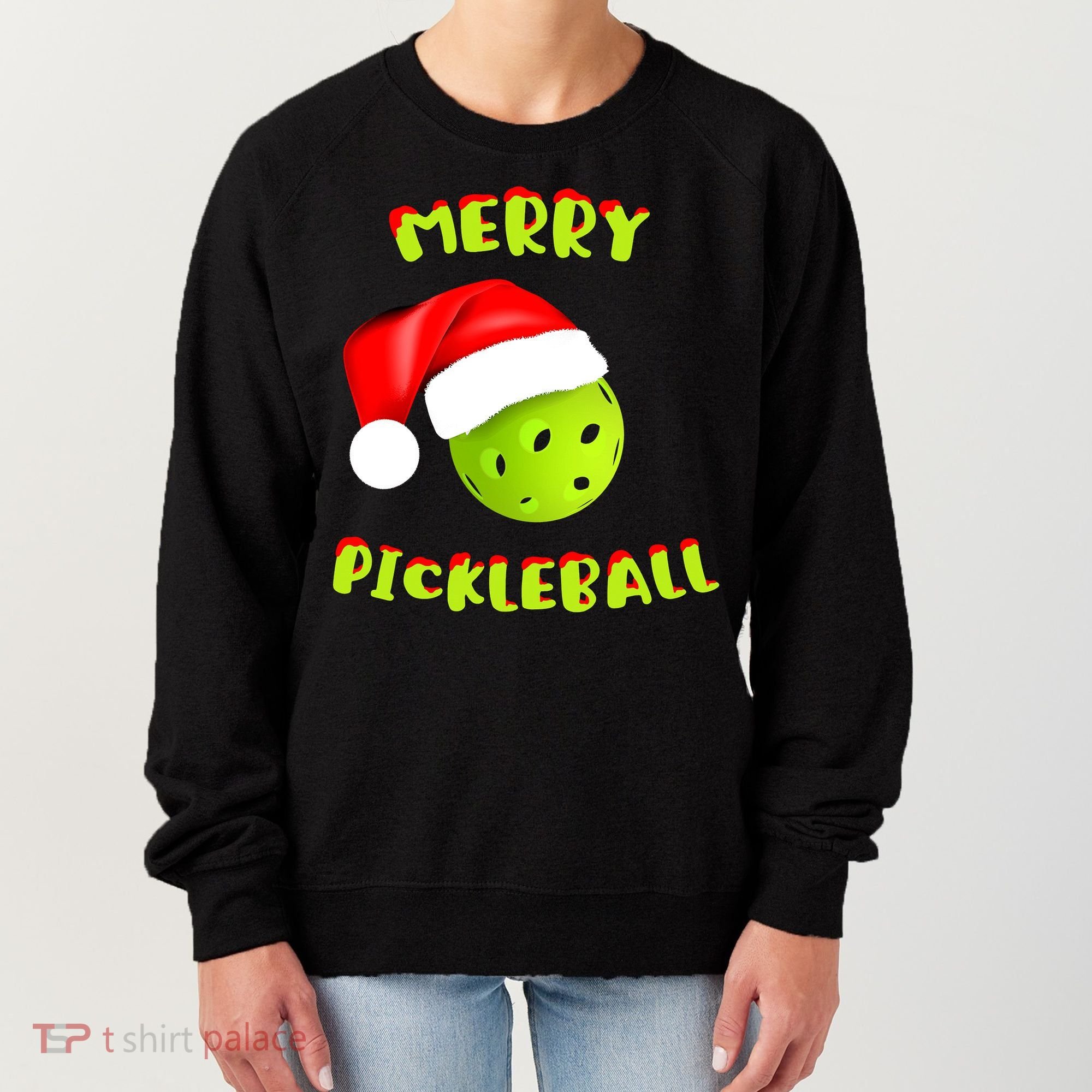 Christmas Pickleball Santa Hat Pickleball Player Winter Dink Women's Sweatshirt