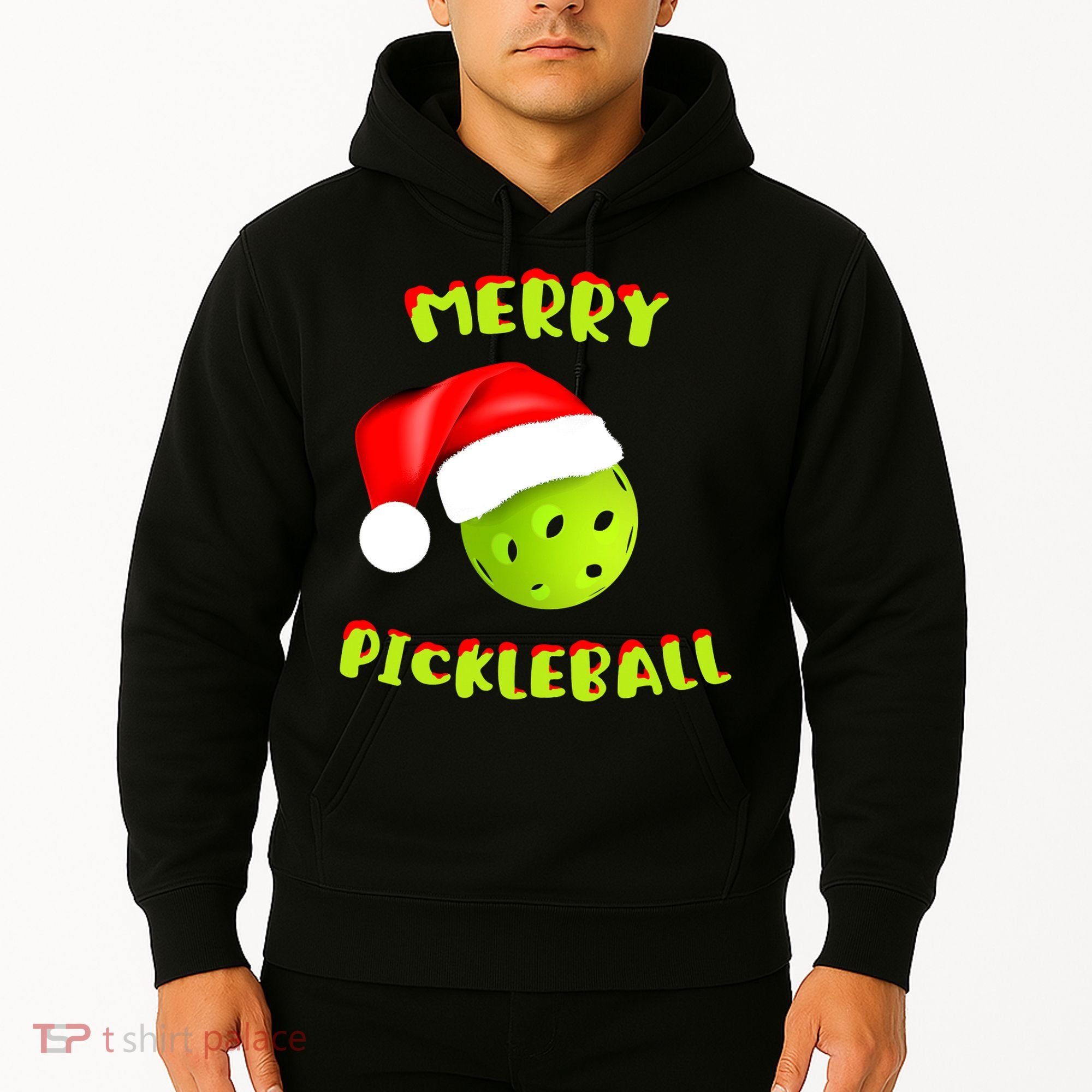 Christmas Pickleball Santa Hat Pickleball Player Winter Dink Hoodie