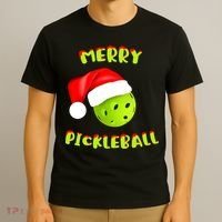 Christmas Pickleball Santa Hat Pickleball Player Winter Dink T-Shirt thumb 3