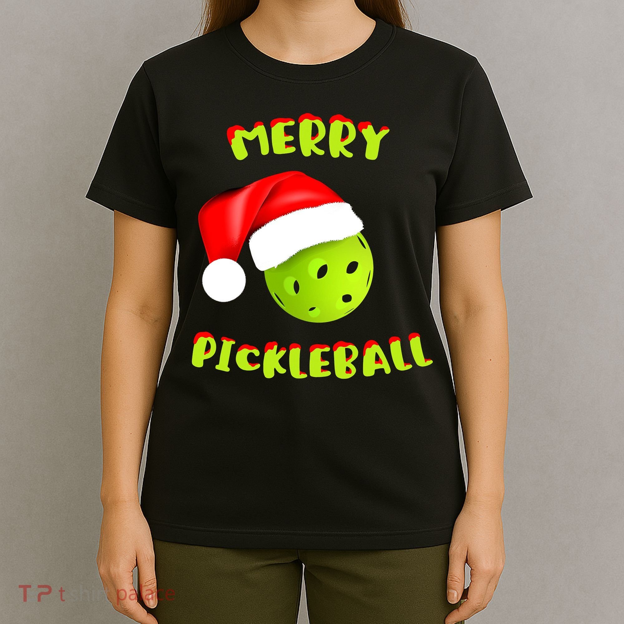 Christmas Pickleball Santa Hat Pickleball Player Winter Dink T-Shirt