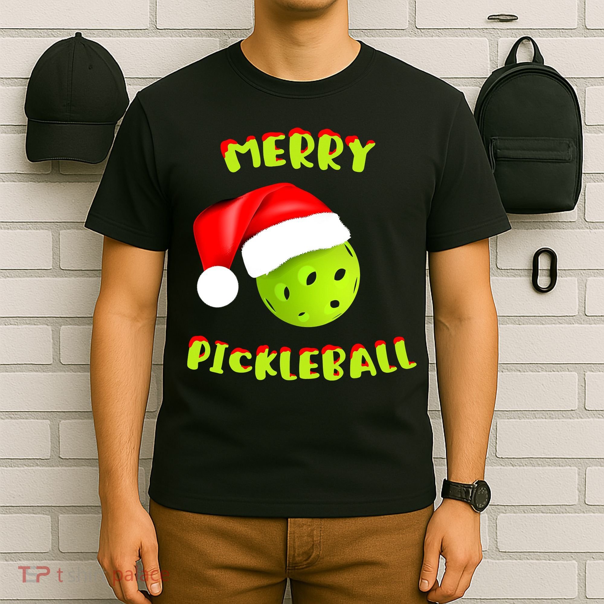 Christmas Pickleball Santa Hat Pickleball Player Winter Dink T-Shirt