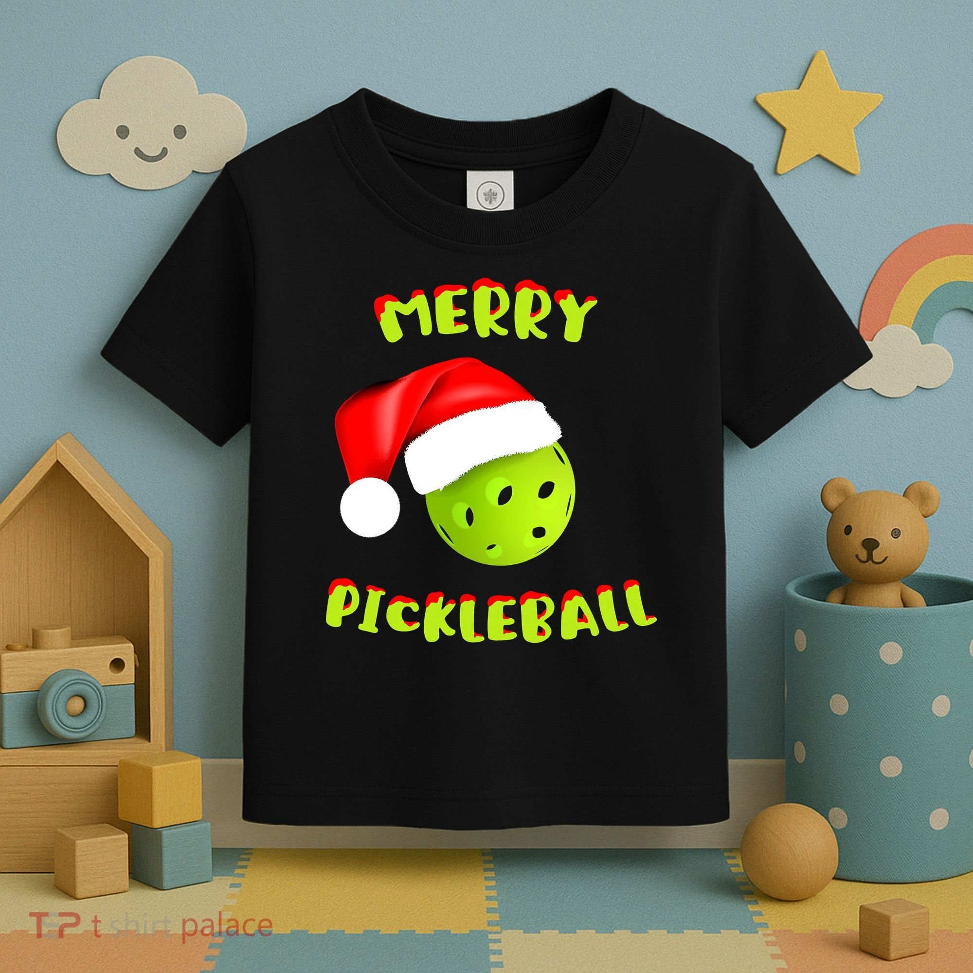 Christmas Pickleball Santa Hat Pickleball Player Winter Dink Toddler T-Shirt