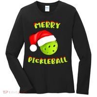 Christmas Pickleball Santa Hat Pickleball Player Winter Dink Women's Long Sleeve Shirt thumb 0