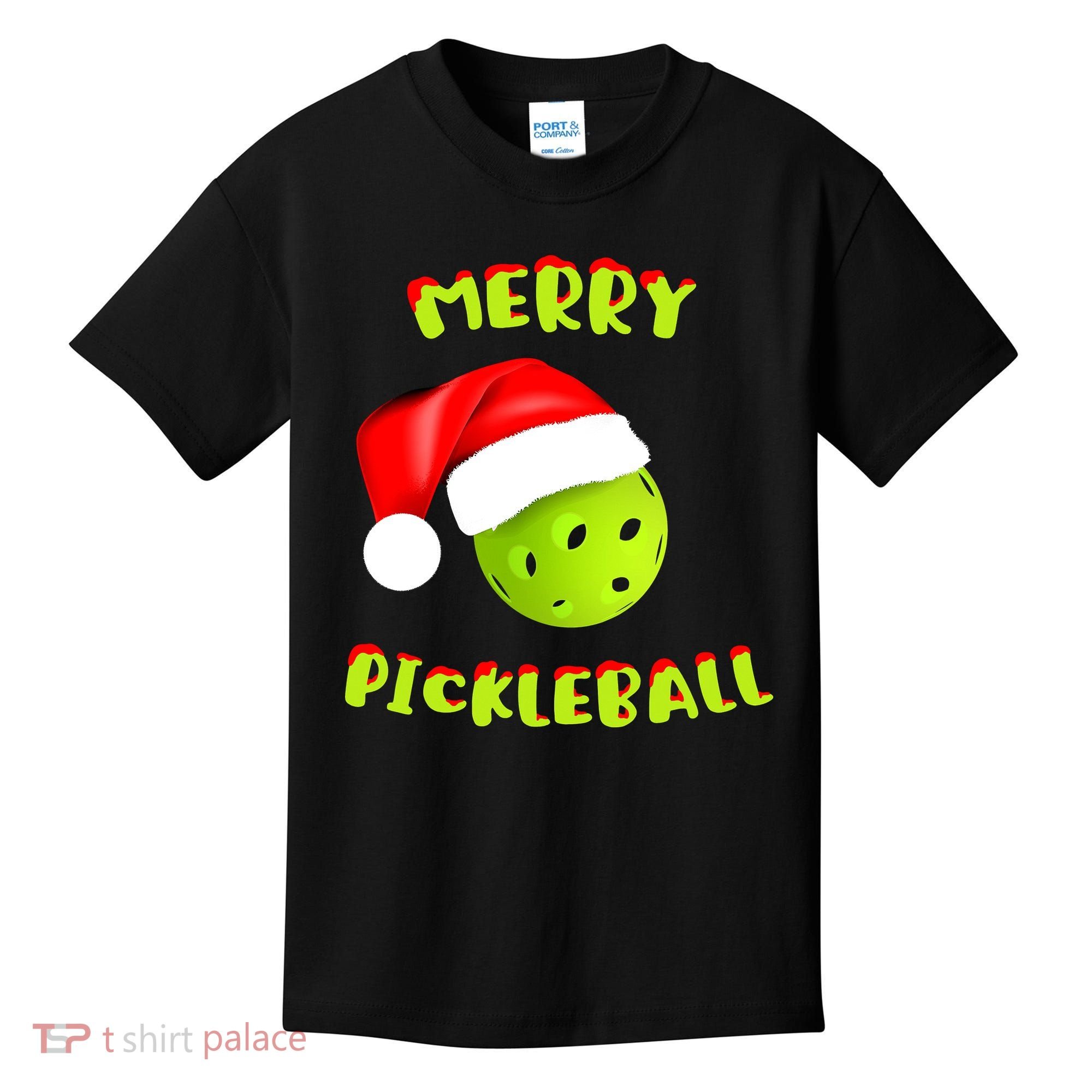 Christmas Pickleball Santa Hat Pickleball Player Winter Dink Kids T-Shirt