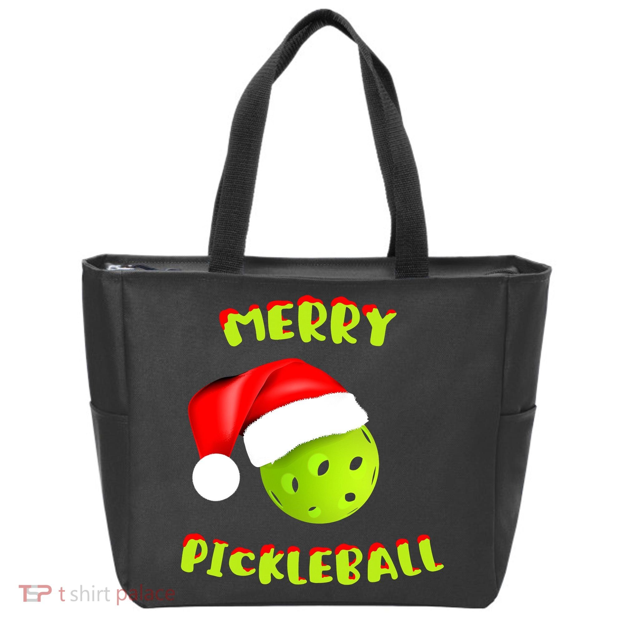 Christmas Pickleball Santa Hat Pickleball Player Winter Dink Tote Bag
