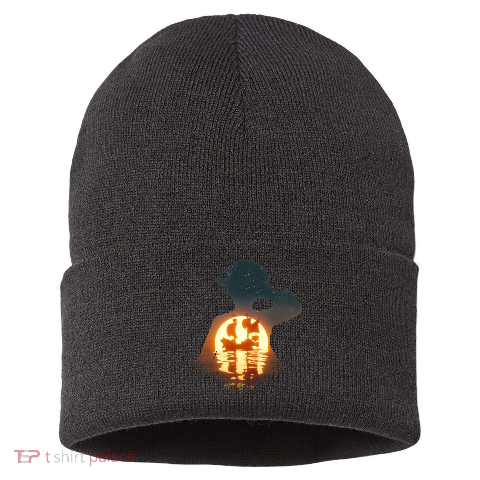 Cool Pirate Sunset Sunrise Sustainable Knit Beanie