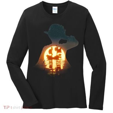 Cool Pirate Sunset Sunrise Women's Long Sleeve Shirt