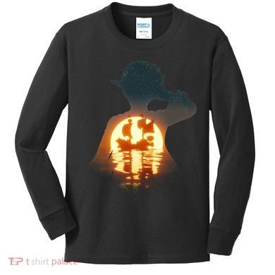 Cool Pirate Sunset Sunrise Kids Long Sleeve Shirt