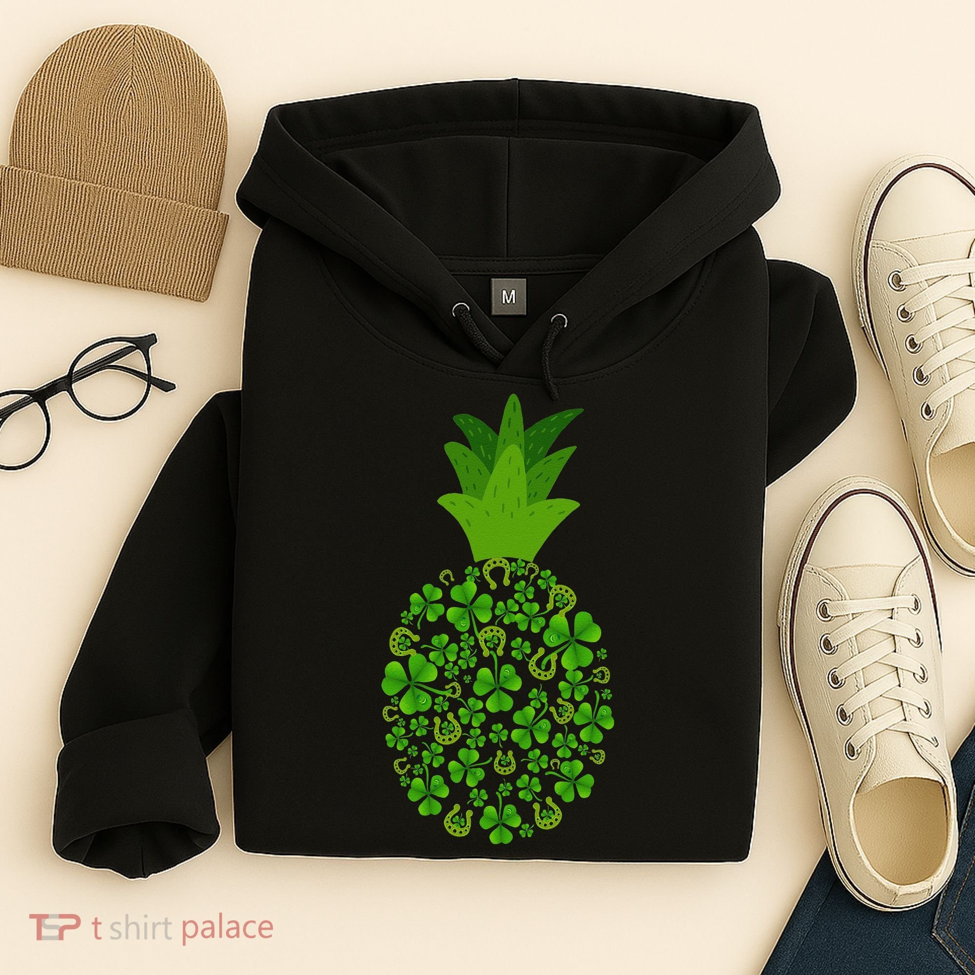 Cute Pineapple Shamrock Leaf Clover Saint Patrick's Day Hoodie