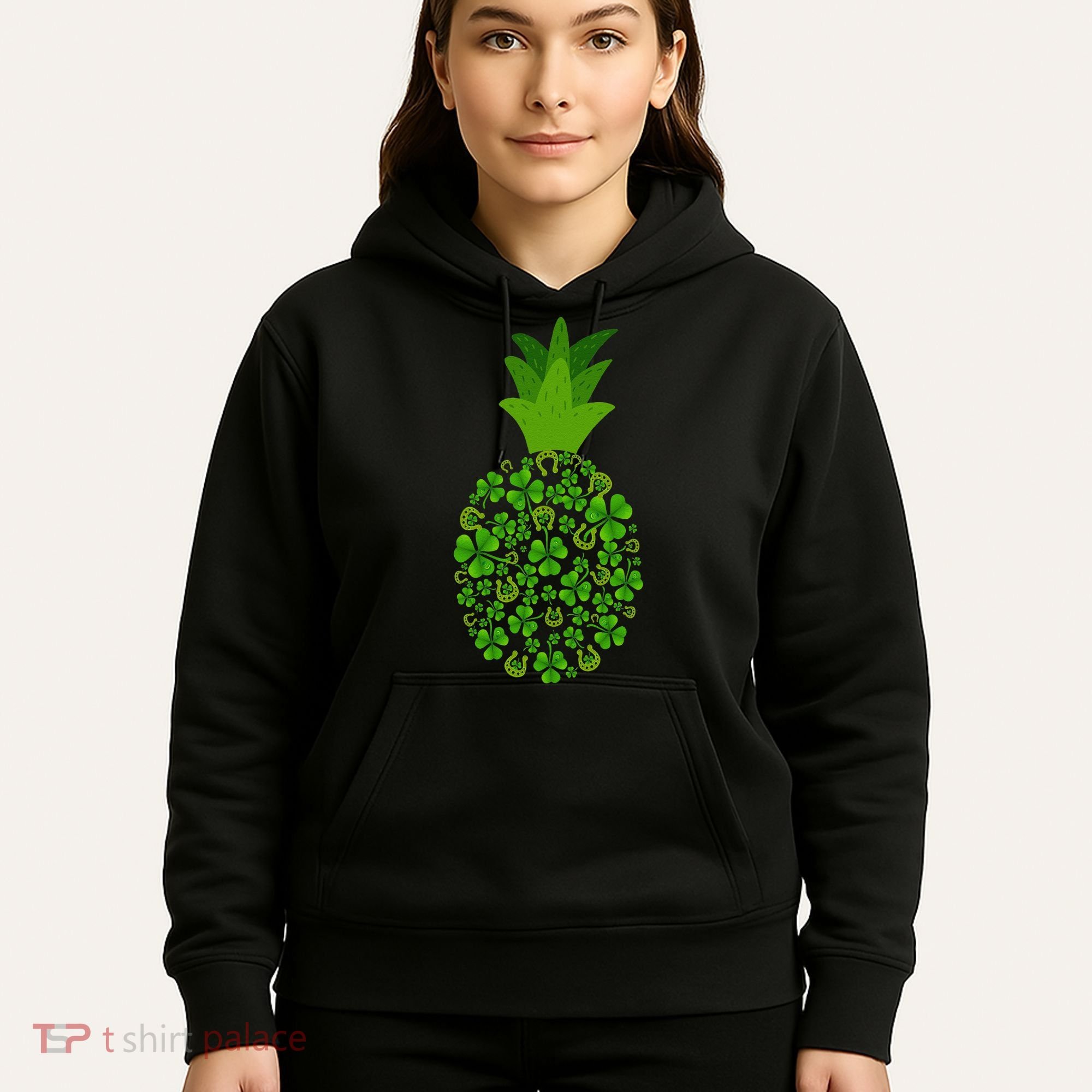 Cute Pineapple Shamrock Leaf Clover Saint Patrick's Day Hoodie