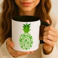 Cute Pineapple Shamrock Leaf Clover Saint Patrick's Day Coffee Mug thumb 3