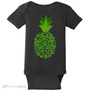 Cute Pineapple Shamrock Leaf Clover Saint Patrick's Day Baby Bodysuit
