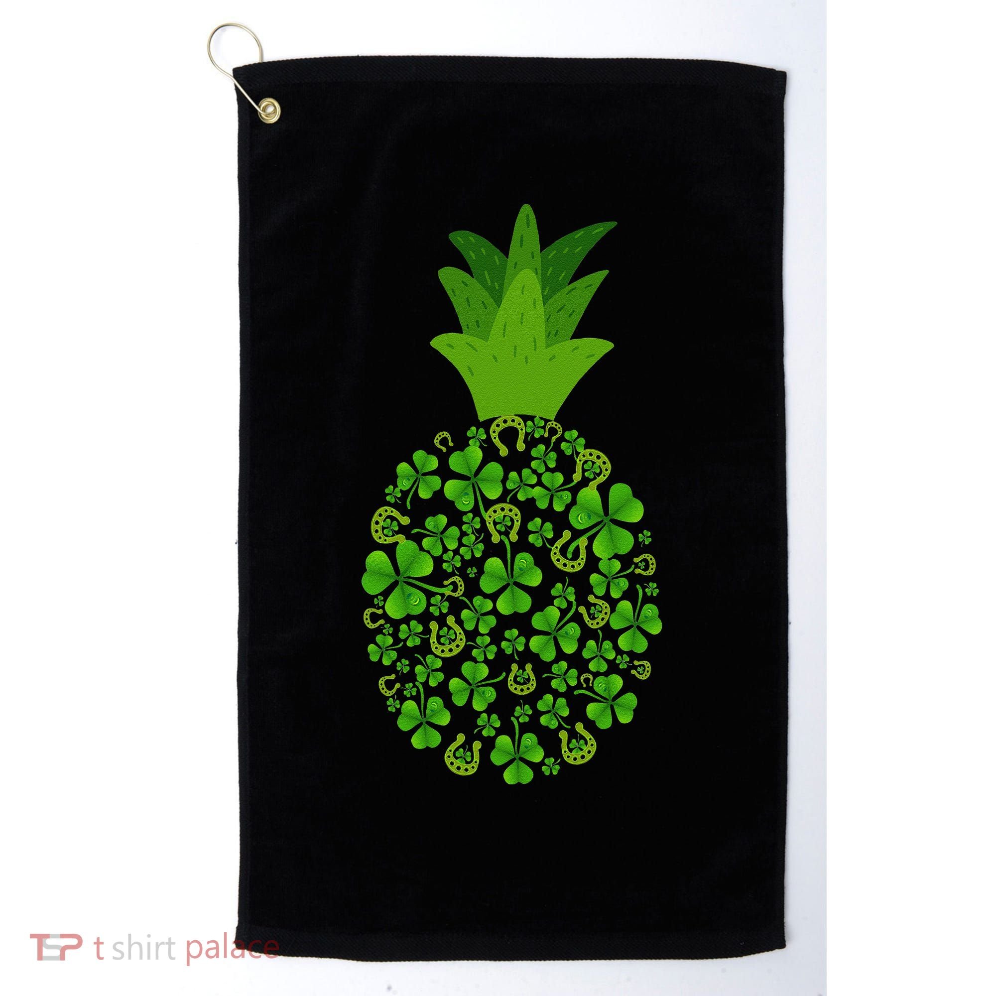 Cute Pineapple Shamrock Leaf Clover Saint Patrick's Day Golf Towel