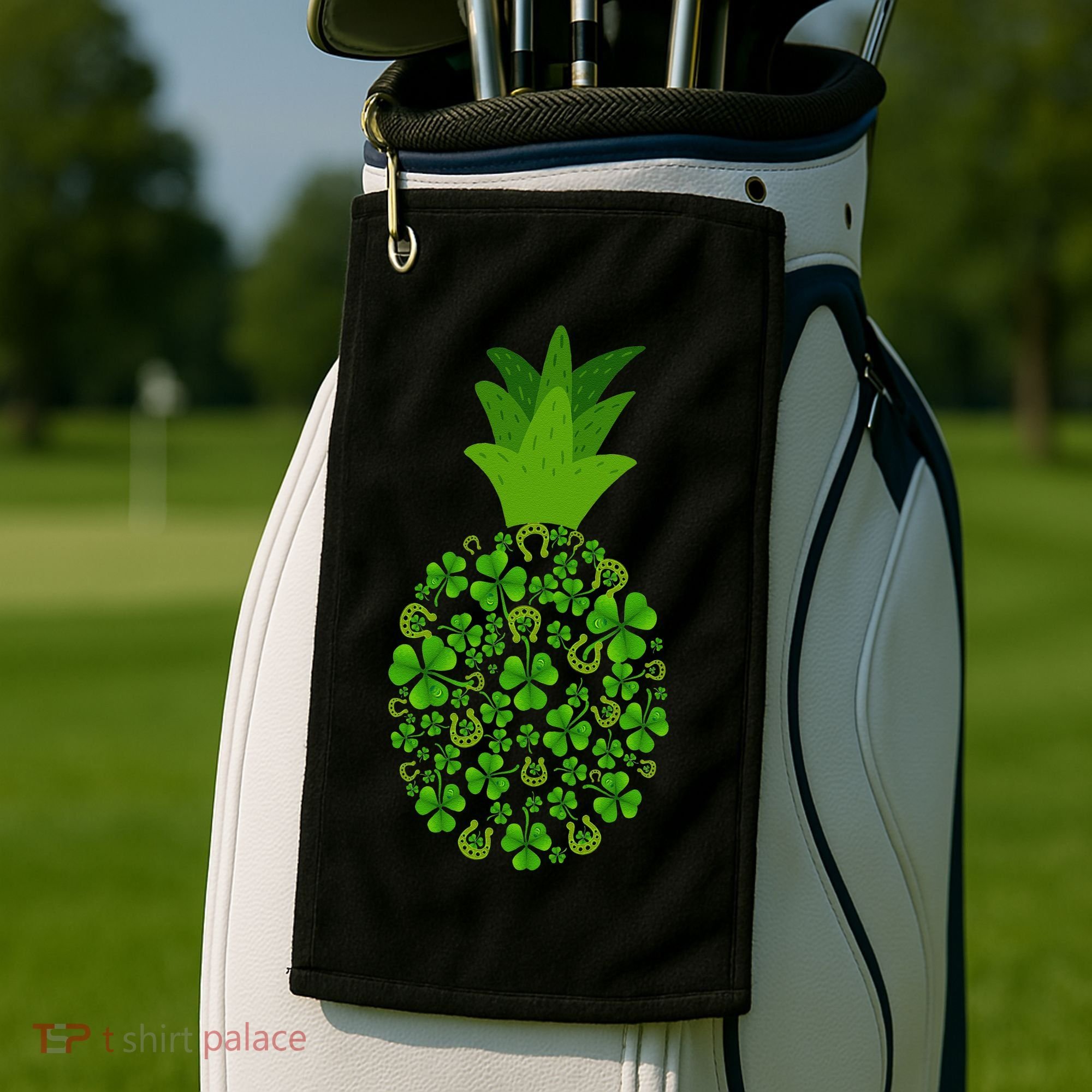 Cute Pineapple Shamrock Leaf Clover Saint Patrick's Day Golf Towel