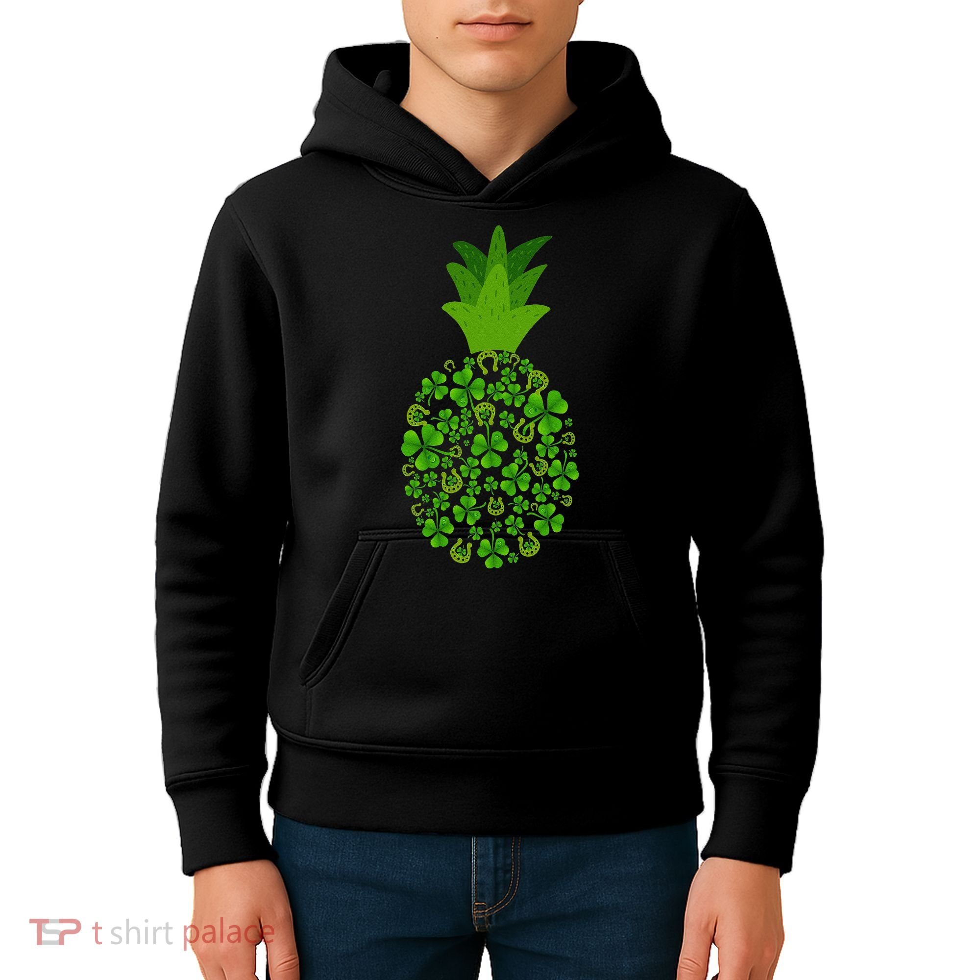 Cute Pineapple Shamrock Leaf Clover Saint Patrick's Day Kids Hoodie