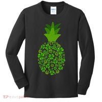 Cute Pineapple Shamrock Leaf Clover Saint Patrick's Day Kids Long Sleeve Shirt thumb 0